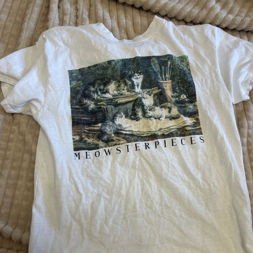 Short Sleeve Cat Painting Graphic Tee